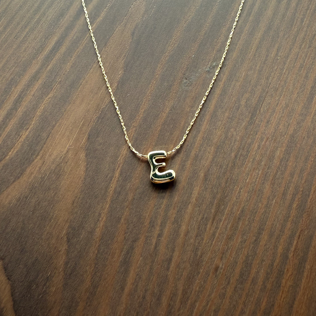 18K Gold dipped Bubble Initial Pendant Necklace 16"