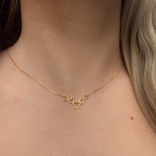 Gold Multi-Heart Pendant Necklace