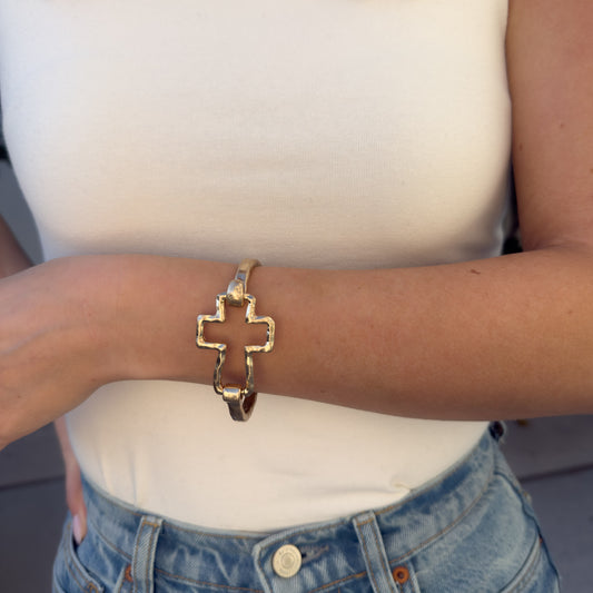 Gold Cross Hinge Bracelet