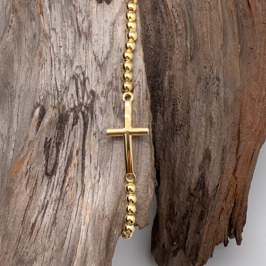 Gold Cross Bead Bracelet