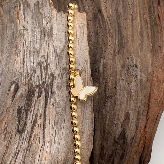 Gold Butterfly Bead Bracelet