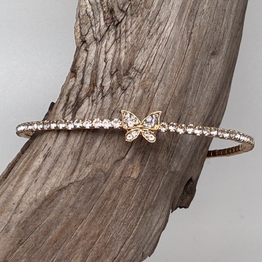 Butterfly Charm CZ Bracelet