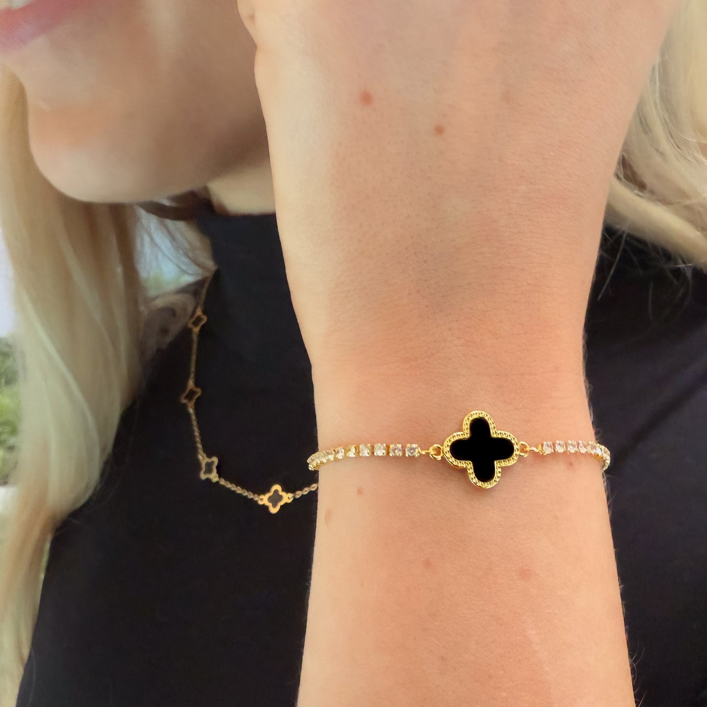 Gold Clover Drawstring Bracelet