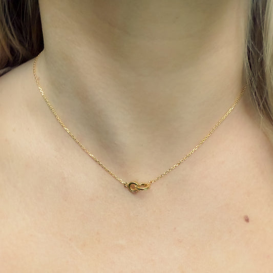 Gold Interlocking Rings Necklace with CZ Accents "Be Strong Now" 16"+