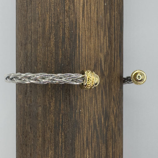 Silver Rope Bracelet with Gold Cuff