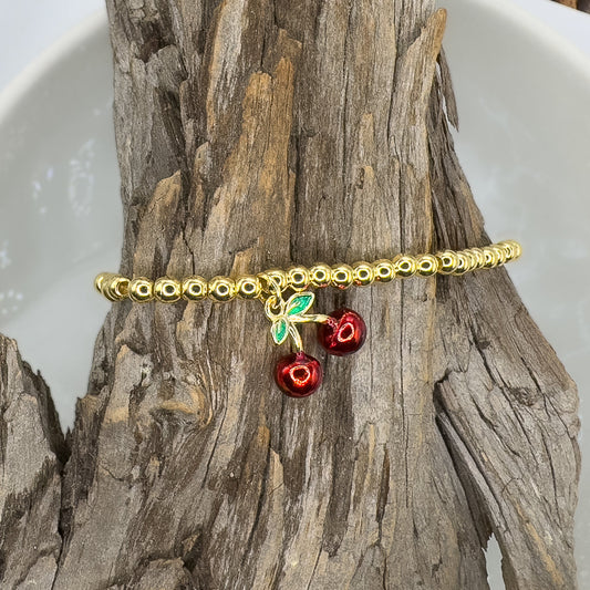 Cherry Charm Stretch Bracelet