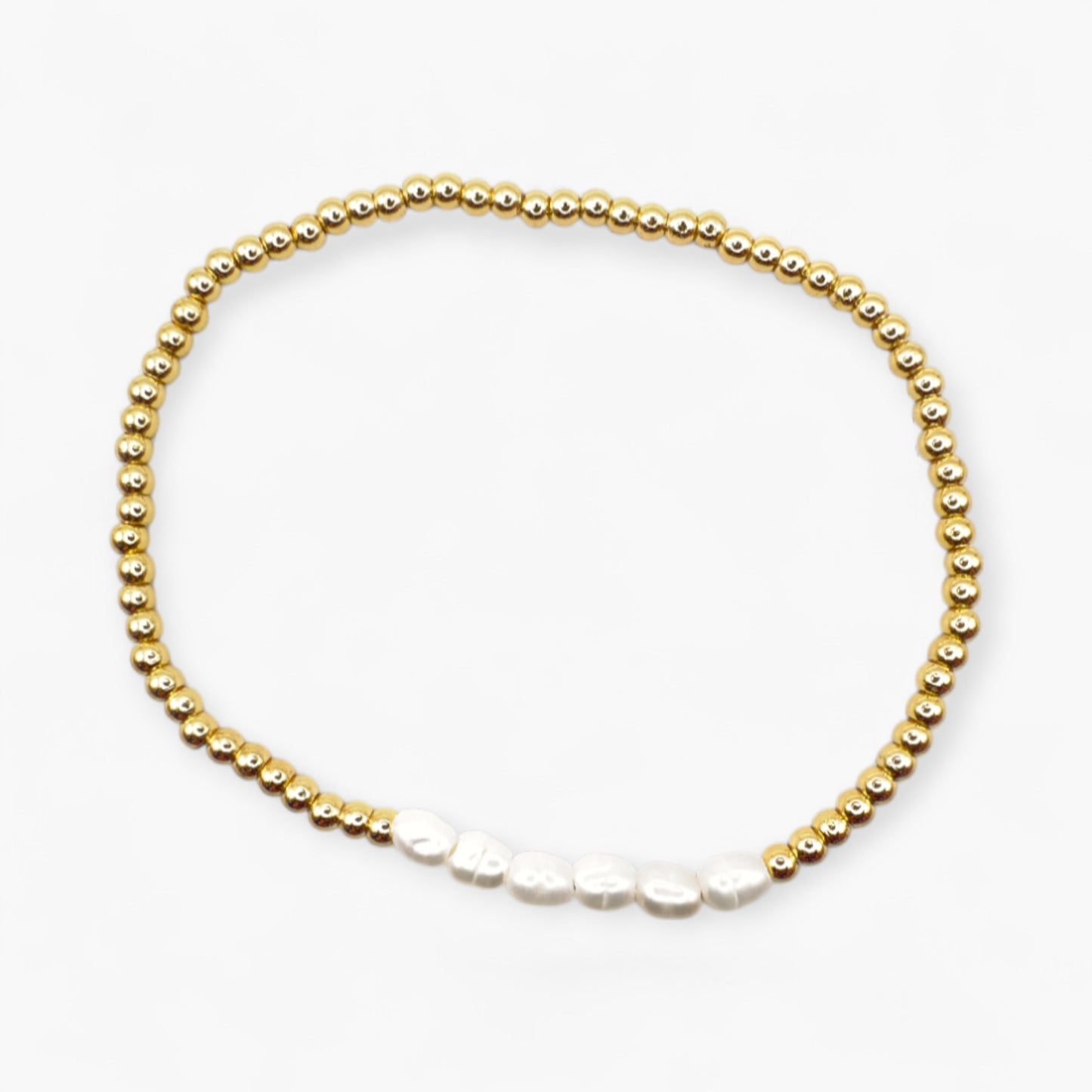 Pearl Row Gold Stretch Bracelet