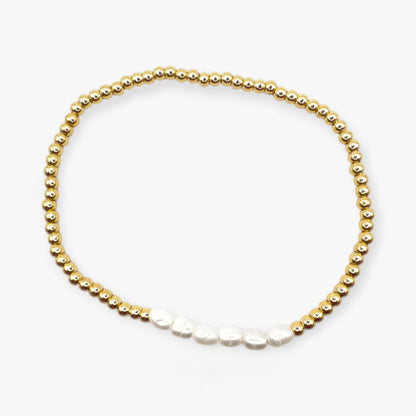 Pearl Row Gold Stretch Bracelet