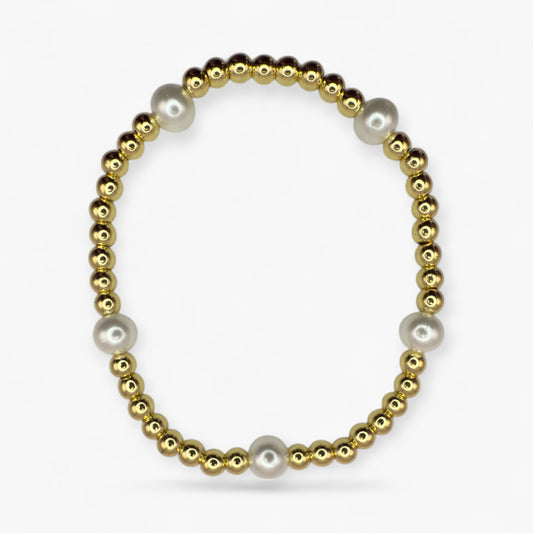 Gold & Pearl Stretch Bracelet