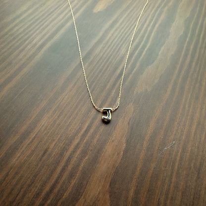 18K Gold dipped Bubble Initial Pendant Necklace 16"