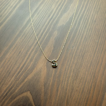 18K Gold dipped Bubble Initial Pendant Necklace 16"