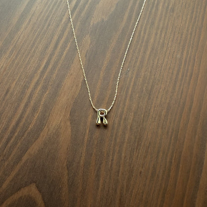 18K Gold dipped Bubble Initial Pendant Necklace 16"