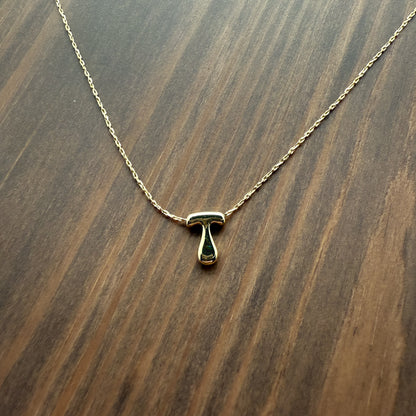 18K Gold dipped Bubble Initial Pendant Necklace 16"