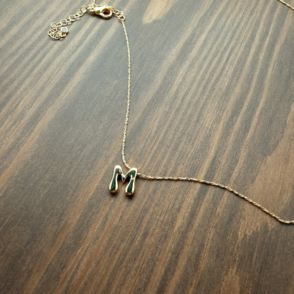 18K Gold dipped Bubble Initial Pendant Necklace 16"