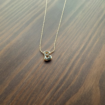 18K Gold dipped Bubble Initial Pendant Necklace 16"