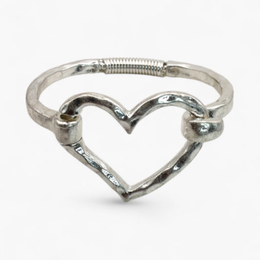 Silver Heart Hinge Bracelet