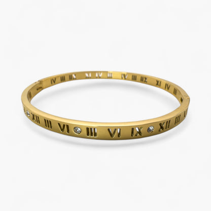 Roman Numerals Gold Bangle