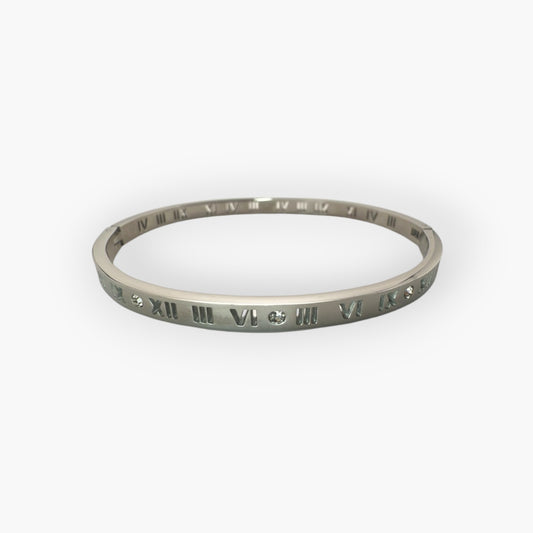 Silver Roman Numeral Bangle