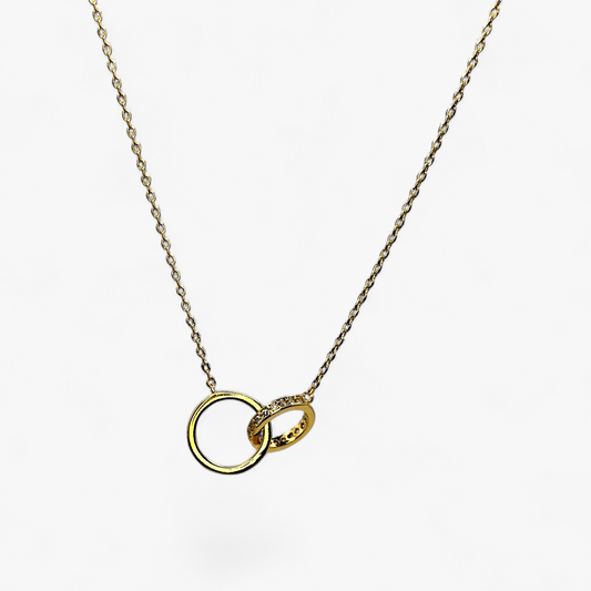 Gold Dual Ring Statement Necklace